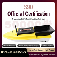 Bateau de pêche télécommandé S90 GPS avec sondeur, retour automatique, multifonctionnel, en ABS, portée 500-600m, vitesse 8.0mph