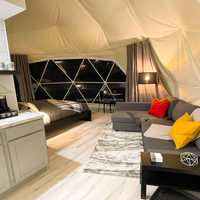 Tente de glamping gonflable imperméable, ignifuge et résistante aux UV, avec structure en aluminium, pour l'hiver, la neige, la chaleur, en forme de dôme, pour la randonnée