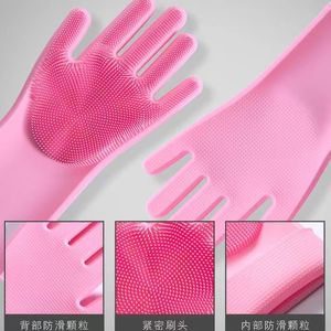Silicone Dishwashing Gloves Medium Thickness Reusable For Household Cleaning Dish Washing Waterproof Grain Texture - Product Image 4