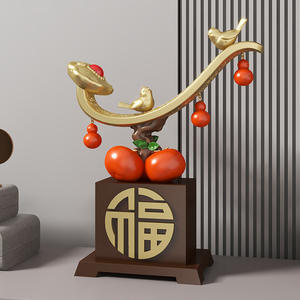 Modernos Adornos Decorativos de Resina Pintados a Mano Estilo Chino, Económicos y Nuevos de Fábrica, con Forma de Caqui, para Sala de Estar, Vinoteca u Oficina - Product Image 2