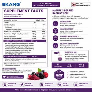 Mezcla Antioxidante de Bayas de Acai Personalizada, Suplemento Dietético en Polvo Instantáneo, Apto para Veganos, Sabor a Bayas Mixtas - Product Image 2
