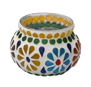 Candelabro de luz de té de vidrio mosaico, soporte de vela - Product Image 3