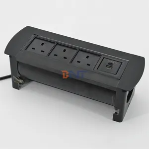 Mesa de conferencia con instalación oculta, mesa abatible hacia arriba, toma de corriente USB tipo C con Cables de alimentación de 150cm