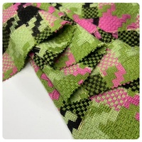 Tissu Tweed Pied-de-Poule Rose Vert Lourd Personnalisé 100% Polyester avec Fil Doré pour Blazers, Manteaux, Sacs, Chaussures et Vêtements pour Filles et Garçons