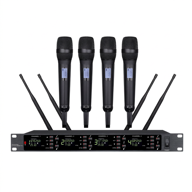 DA-8024 4 50ch UHF Wireless Dynamic Cardioid Gooseneck Handheld Microphone System Metal High Fidelity 1 Year Warranty 60m Range