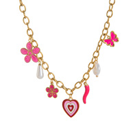Collier pendentif émail coloré chaîne en or avec coeur étoile de mer fleur bijoux de charme pour les femmes fête