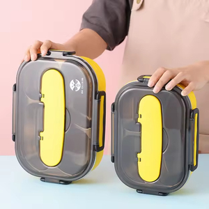 High Quality Stainless Steel Bento <b>Box</b> Thermal Insulated Plastic Lid Heatable Leak Proof BPA Free 4-Compartment Foldable Lunch - Product Image 2