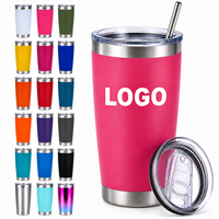 Vaso Térmico de Acero Inoxidable con Aislamiento al Vacío de 20oz/30oz, con Recubrimiento en Polvo, Taza de Café de Viaje de Doble Pared con Tapa y Logotipo Personalizado