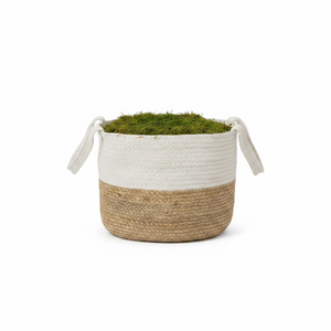 Modern <b>White</b> Cotton Eco-Friendly <b>Basket</b> Planter with Handle Circle Shape Flexible Design for Stylish Food <b>Storage</b> - Product Image 2