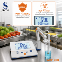 SYU PH200E HACCP pH Meter Alat Uji Keamanan Pangan Pabrik Pengolahan Makanan ATC Penganalisis Kualitas Air Presisi Tinggi Penyimpanan 50 Data