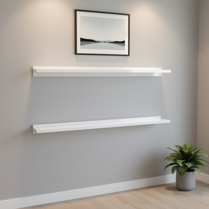 Estantes de Pared 39.4x3.5x1.2 Blancos de Alto Brillo, Modernos, para Almacenamiento, 2 Piezas - Product Image 2