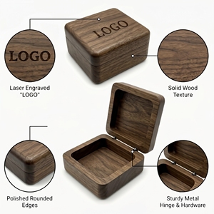 Wholesale Custom Logo Luxury Portable Black Walnut Wood <b>Necklace</b> Jewelry <b>Box</b> for Pendant and <b>Necklace</b> Storage - Product Image 3