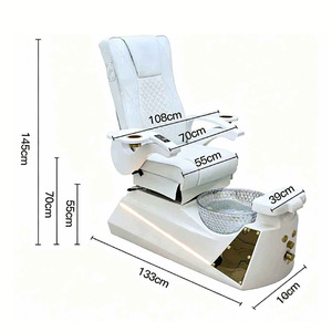 Fauteuil de pédicure blanc de luxe avec bol en cristal, mobilier professionnel pour salon de spa, station de pédicure pour salon de beauté des ongles - Product Image 4