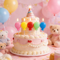 Bougies d'anniversaire et de Noël en forme de ballon, couleur macaron romantique, écologiques, non parfumées, pour fêtes, mariages, décoration de la maison