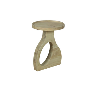 Soporte de exhibición superior redondo de madera de acacia maciza y mesa auxiliar Construcción duradera con característica decorativa de acabado natural - Product Image 5