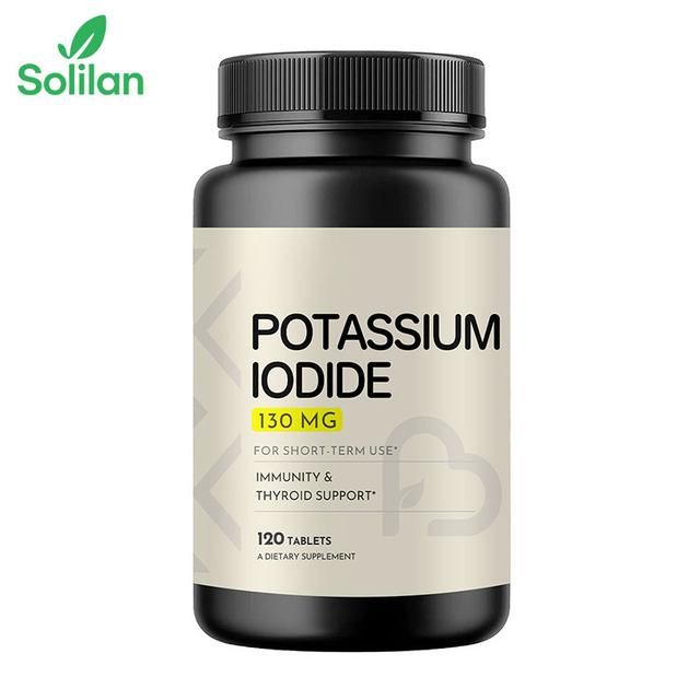 Solilan China Manufacturer OEM ODM Amazon130mg Potassium Iodide Tablet Supplement Immunity Thyroid Energy Support 120 Tablets