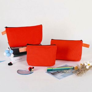 Sac à crayons en toile couleur unie, sac de maquillage à fermeture éclair, sac de rangement pour papeterie, vente en gros avec logo - Product Image 1