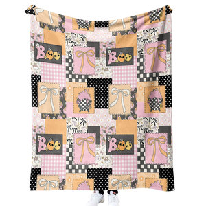 Manta de Franela con Diseño de Fantasma de Dibujos Animados de Halloween, Personalizada, de Alta Calidad, Suave y Cálida, para Sofá, Cama, Coche y Viajes - Product Image 3