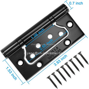 Charnières de <span class=keywords><strong>porte</strong></span> noires mates 4x3 pouces, charnières de <span class=keywords><strong>porte</strong></span> encastrées sans mortaise, charnières en acier inoxydable, charnières modernes pour meubles d'appartement - Product Image 2