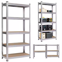 Rayonnage réglable en acier inoxydable à 5 couches Revêtement en poudre Noir Meubles de stockage Rivet sans boulon Carton empilable sans boulon