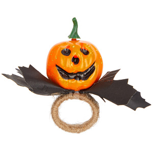 Anneaux de serviette en <span class=keywords><strong>bois</strong></span> de luxe tête de citrouille d'Halloween Unique feuille d'horreur fausse feuille d'érable <span class=keywords><strong>anneau</strong></span> porte-serviettes en plastique écologique - Product Image 5