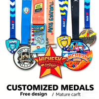 Medaglie Sportive Personalizzate per Bambini in Lega di Zinco Placcata Oro, Base Opaca con Rilievo per Competizioni Giovanili e Sport Scolastici