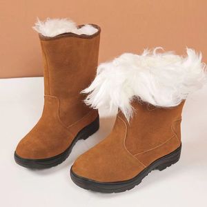 Bottes d'hiver en cuir de vachette à doublure en peau de mouton, chaudes, montantes, pour la chasse en extérieur, unisexe, à talon bas, isolantes - Product Image 1