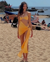 MLY 2026 Maillot de bain personnalisé de luxe, ensemble bikini avec mini-robe portefeuille à franges, maillots de bain 3 pièces pour femmes