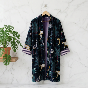 Robe Kimono Imprimée Brodée Tendance à Manches Longues 100% Coton Velours Respirant Vêtement Adulte pour Célébrations Festives - Product Image 2
