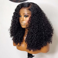 250% densité 4x4 13x4 crépus bouclés dentelle frontale perruque bouclés dentelle avant perruque Transparent Jerry bouclés dentelle frontale perruques de cheveux humains
