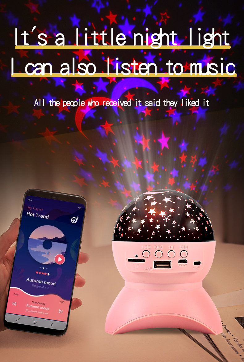 Bluetooth speakers star light USBprojection romantic small night light LED all over the sky star rotating music atmosphere light