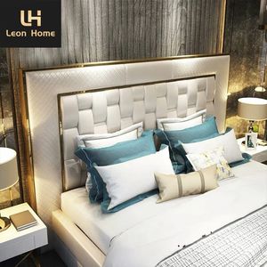Di lusso mobili camera da <span class=keywords><strong>letto</strong></span> in legno con cornice in pelle king size set camera da <span class=keywords><strong>letto</strong></span> moderna di lusso bianco di alta testiera doppia tipo formato <span class=keywords><strong>letto</strong></span> - Product Image 5