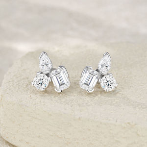New Best <b>Top</b> Selling Natural Luxury Women's Emerald Cut Diamond <b>Earrings</b> 18K Solid Gold Plated Customizable High Grade Bulk - Product Image 1
