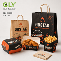 Ensemble d'emballages personnalisés pour la restauration rapide à emporter, boîtes pour poulet frit, hamburgers, frites, sacs en papier, emballage de qualité alimentaire OEM