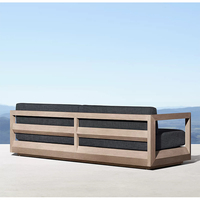 Canapé d'extérieur moderne, ensemble de mobilier de jardin, canapé haut de gamme en bois de teck pour patio avec foyer
