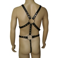 Arnés de cuero para el cuerpo, cinturón de ropa interior para hombre, correa, jaula, Bondage, arnés Sexy, lencería de moda gótica Gay