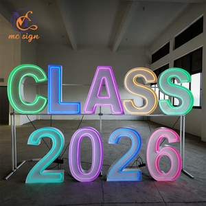 사용자 정의 LED 네온 금속 RGB 자이언트 3ft 4ft 선택 윤곽 문자 바 생일 파티 웨딩 이벤트 장식 - Product Image 2