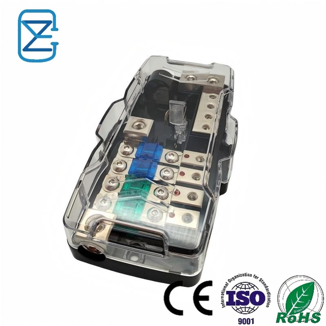 Power Distribution Block Fuse Box Car Audio 4 Way ANL Fuse Block 12V 0/4 Gauge with Ground for Automotive UTV Boat Stereo Amp
