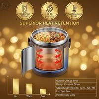 Réchaud alimentaire en acier inoxydable 304, isolé, poli miroir, empilable, ensemble de 3 niveaux pour dîner familial et traiteur
