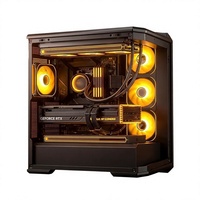 Boîtier de PC de jeu panoramique de taille moyenne, compatible Micro ATX, éclairage ARGB, panneau latéral en verre trempé, en stock