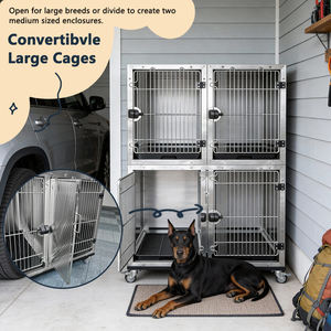 Cage pour animaux de compagnie PETSPROOFING, sur mesure, XL, pour chien et chat, enclos moderne en acier inoxydable, design modulaire avec motif animal, en fer - Product Image 3