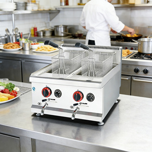 Friteuse professionnelle à gaz à double cuve pour frites, <span class=keywords><strong>tomado</strong></span>, poisson, banane, corndog - Product Image 6