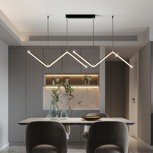 Lustre LED Minimaliste Nordique Moderne en Fer et Acrylique pour Restaurant, <span class=keywords><strong>Vitrine</strong></span>, Cuisine, Chambre, <span class=keywords><strong>Luminaire</strong></span> Suspendu Long d'Intérieur - Product Image 2