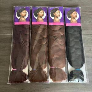 Cabello Sintético para Trenzas Afro Yaki de Alta Calidad, Preestirado, <span class=keywords><strong>Jumbo</strong></span>, 82 Pulgadas, 230g, Disponible en Stock, Venta Directa de Fábrica - Product Image 3