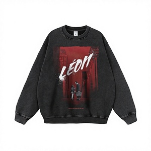 Euro-American High Street <b>Printed</b> Spring Crew Neck Sweatshirt Men's Women's Casual Loose Distressed Couple Retro Trendy Hoodie - Product Image 1