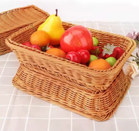 Panier à pain et à fruits en rotin PP tressé fait main, écologique, durable, imperméable, design nordique moderne, gain de place, vente en gros