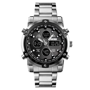 Reloj Digital Skmei 1389 Deportivo de Acero Inoxidable para Hombre con 3 Horarios y Cronómetro Regresivo, Reloj de Negocios con Diseño Lujoso de Caricatura - Product Image 1