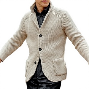 Cárdigan de punto acrílico europeo americano de manga larga para <span class=keywords><strong>hombre</strong></span>, corte ajustado, cuello alto, abrigo de otoño invierno, transfronterizo para Europa - Product Image 1
