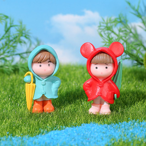 Miniature Resin Figures <b>Raincoat</b> Couple With Yellow Ducks Garden Decor For <b>Kids</b> Room Easter Decoration - Product Image 3