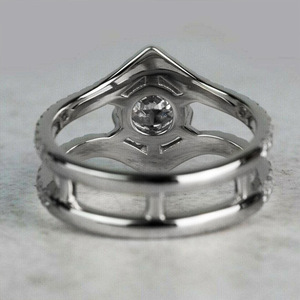 Anello a due pezzi a forma di V con corona scintillante a quattro punte per donna, gioielli da dito alla moda in stile principessa - Product Image 6